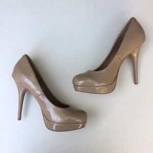 STEVE MADDEN Patent Leather Caryssa Platform Pumps Nude Size 7